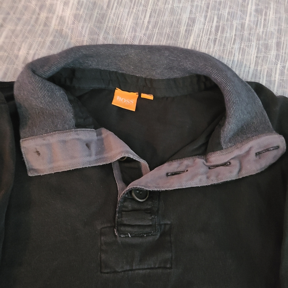 Hugo Boss Black Sweater Cardigan Large L 1/4 button up